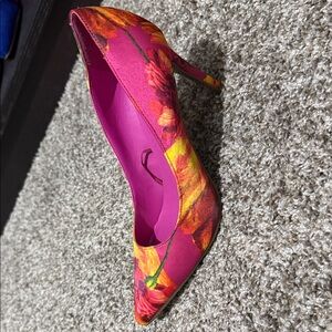 Marc Fisher Pink and Yellow Floral Pointed-Toe Stiletto
